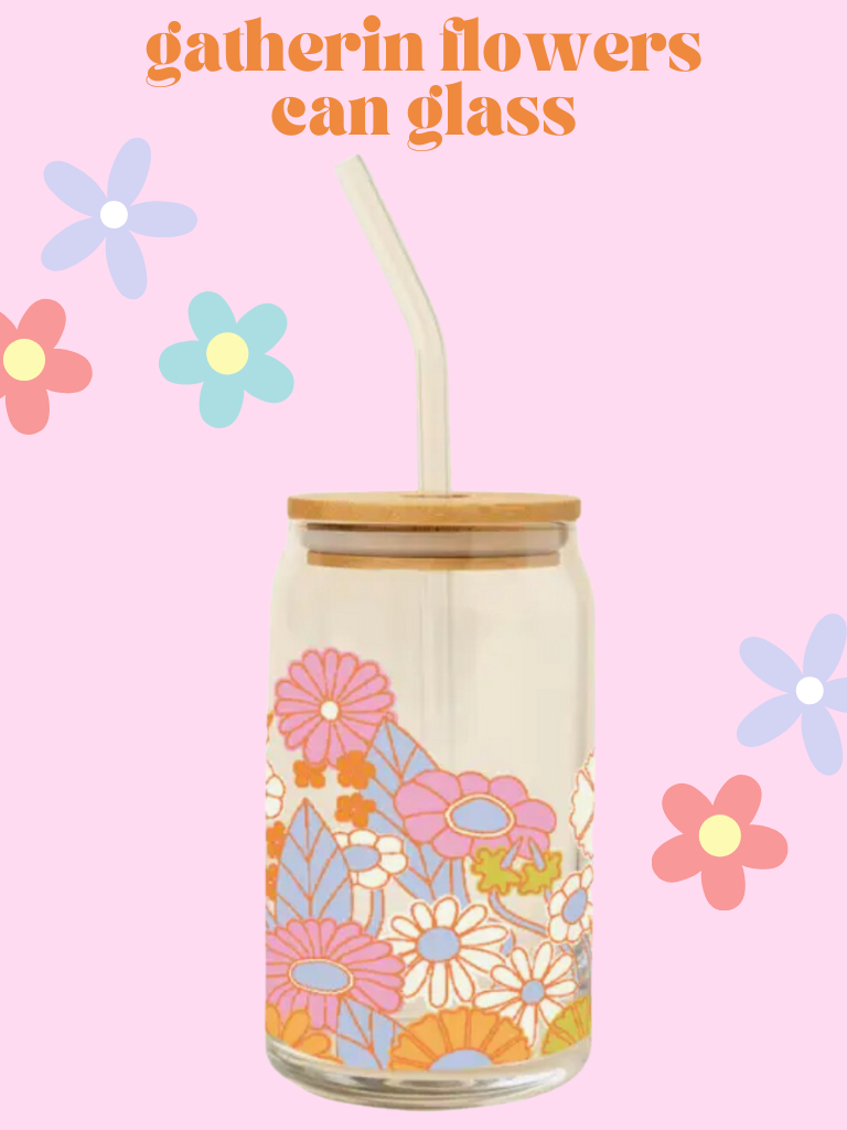 Gatherin Flowers Can Glass With Lid