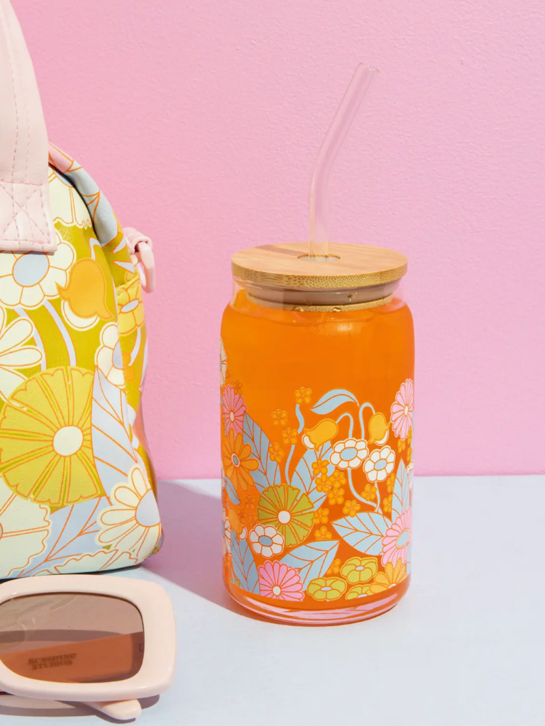 Gatherin Flowers Can Glass With Lid