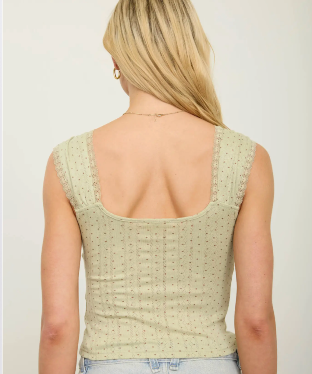 Polka Dot Pointelle Top