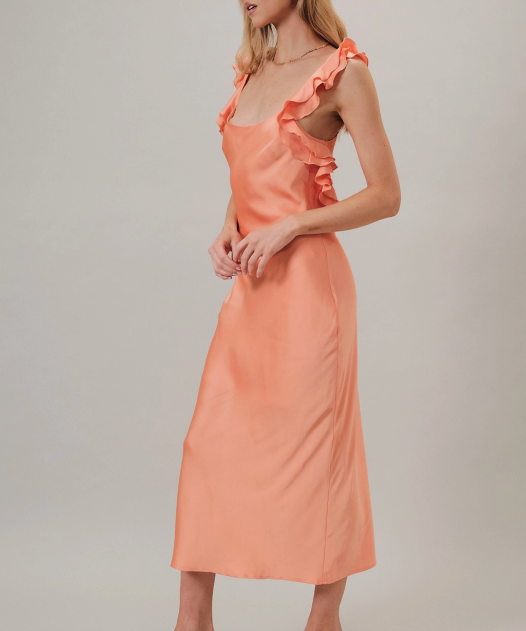 Ruffled Shoulder Maxi Dress