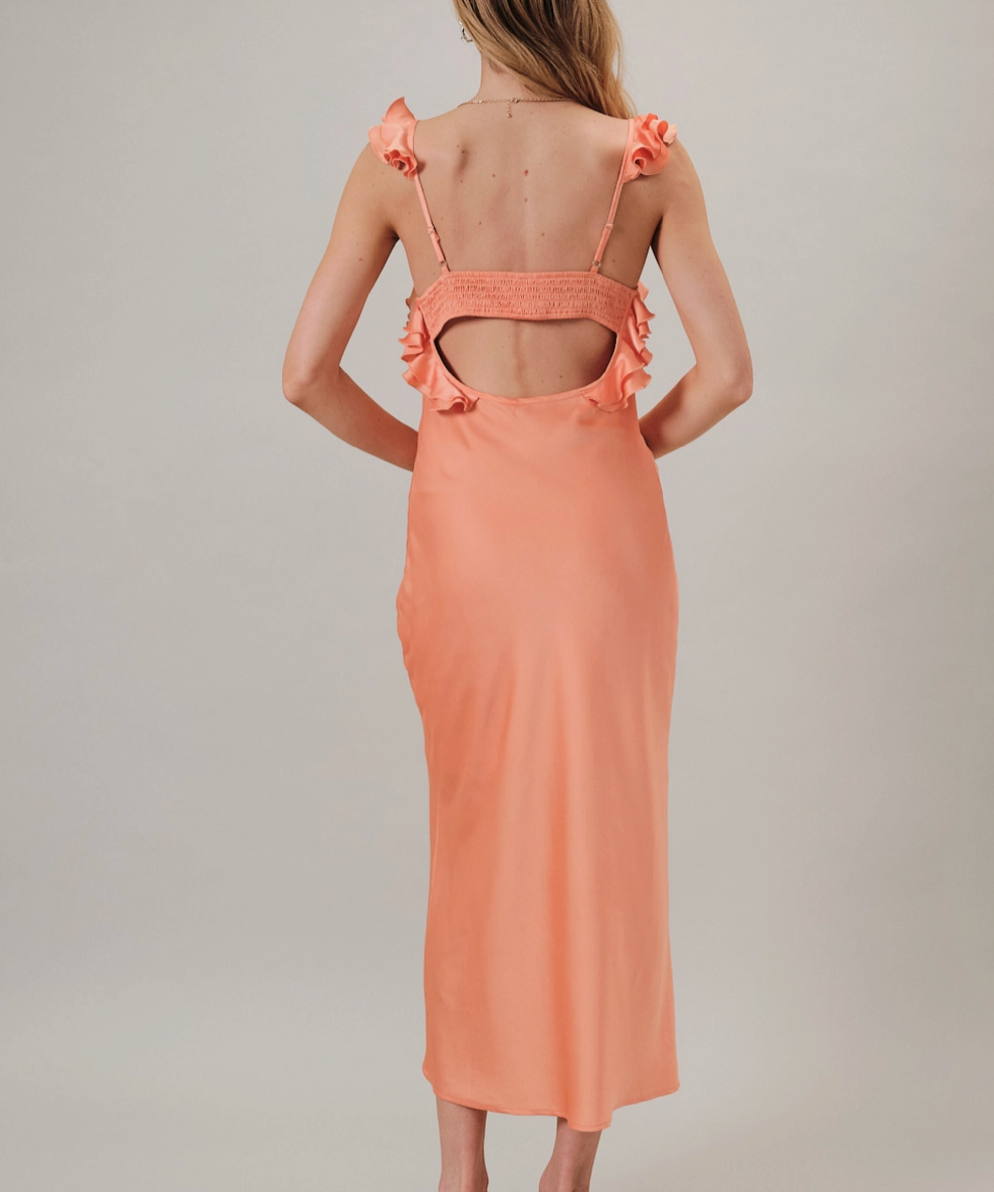 Ruffled Shoulder Maxi Dress