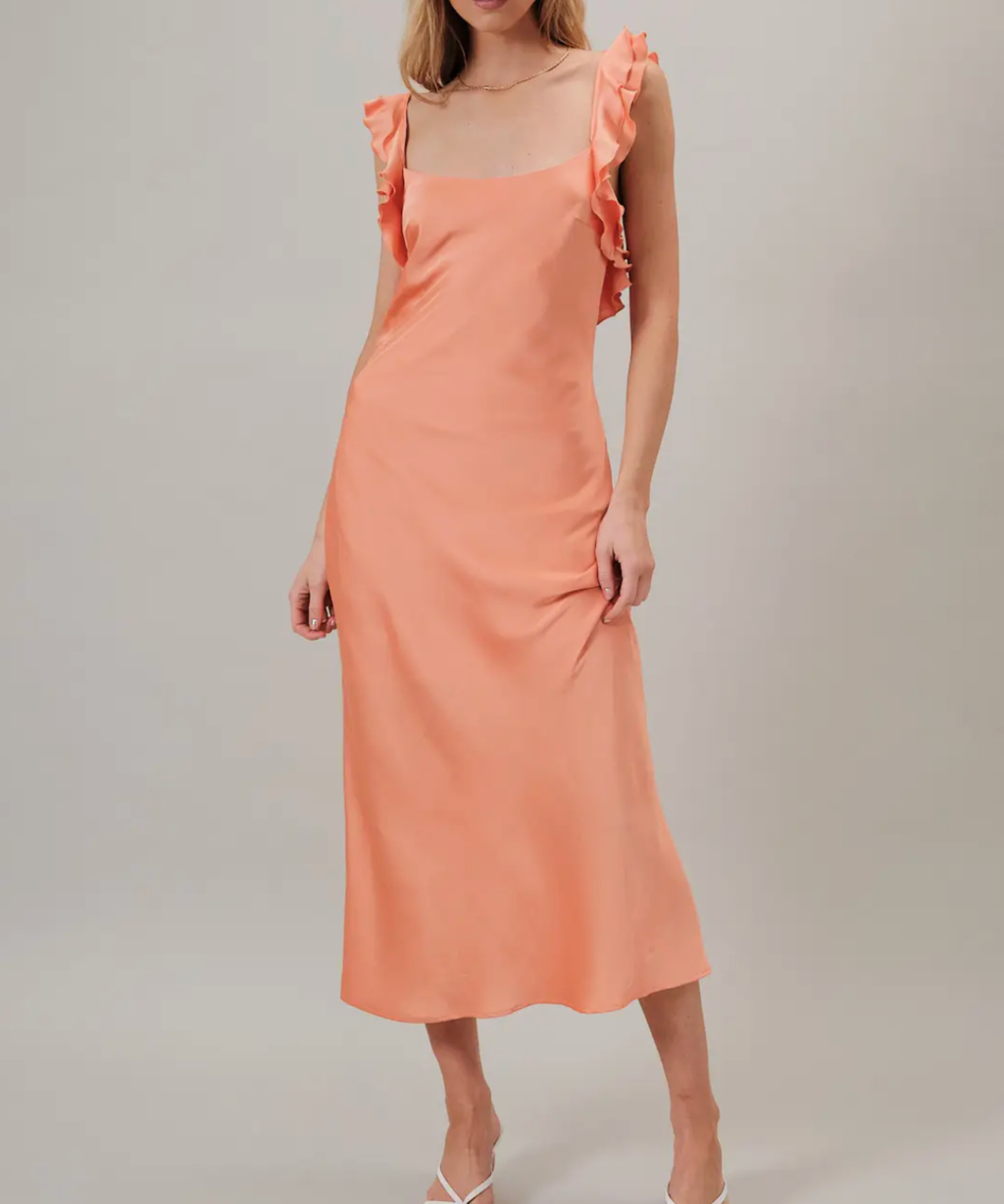 Ruffled Shoulder Maxi Dress