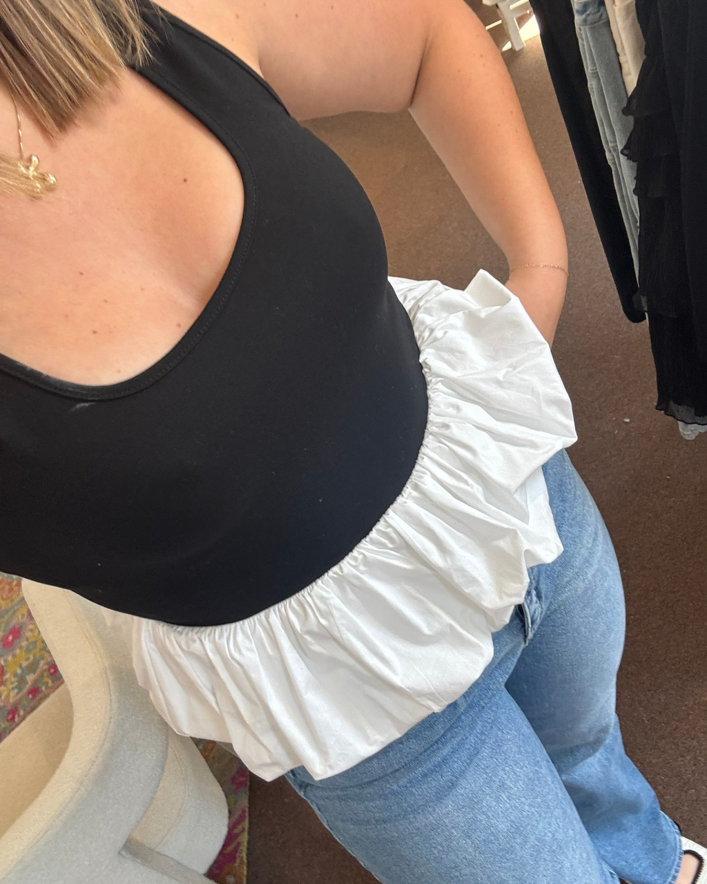 Black and White Bubble Top