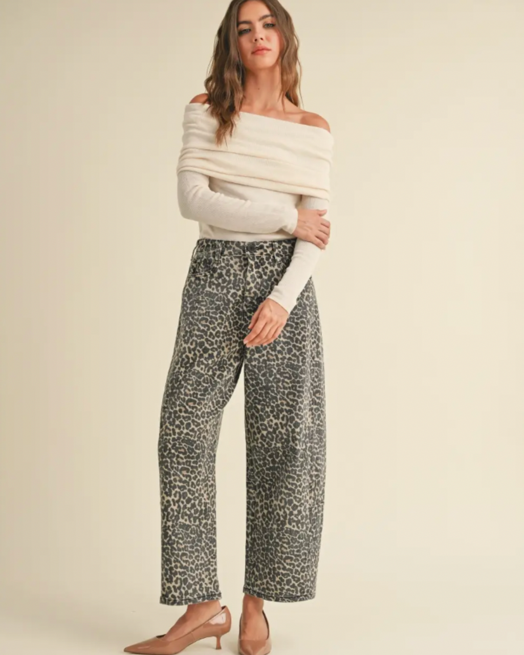 Leopard Barrel Jeans