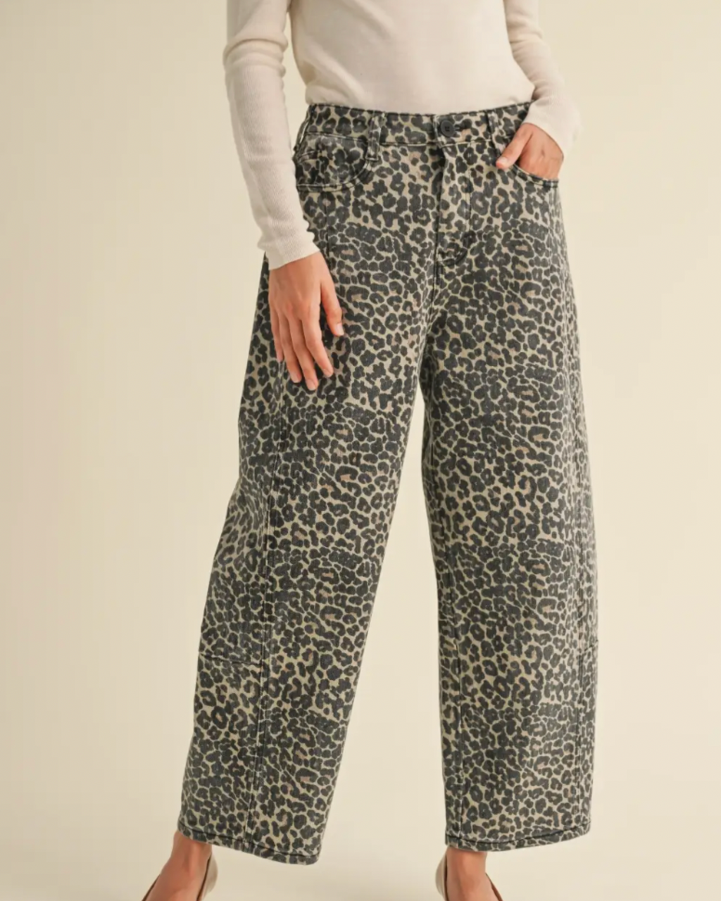 Leopard Barrel Jeans