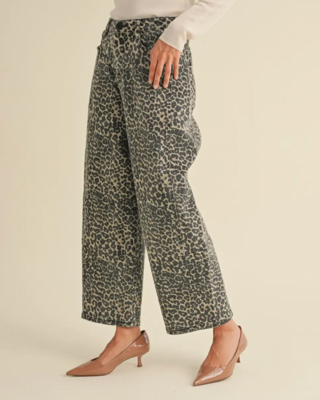 Leopard Barrel Jeans